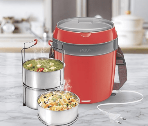 Milton Euroline Futron Tiffin Stainless Steel Tiffin Box Set, 360ml/180mm, Set of 3, Red - Image 5